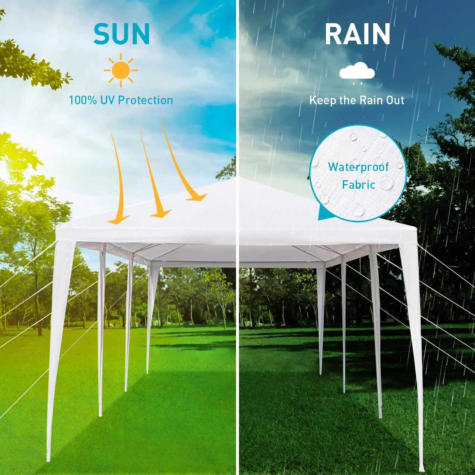 10x30 Party Tent, Outdoor White Tents for Parties, Wedding, Birthday, Large Canopy Tent with 5 Removable Sidewalls, Outside Big Event Tent for Backyard, Garden