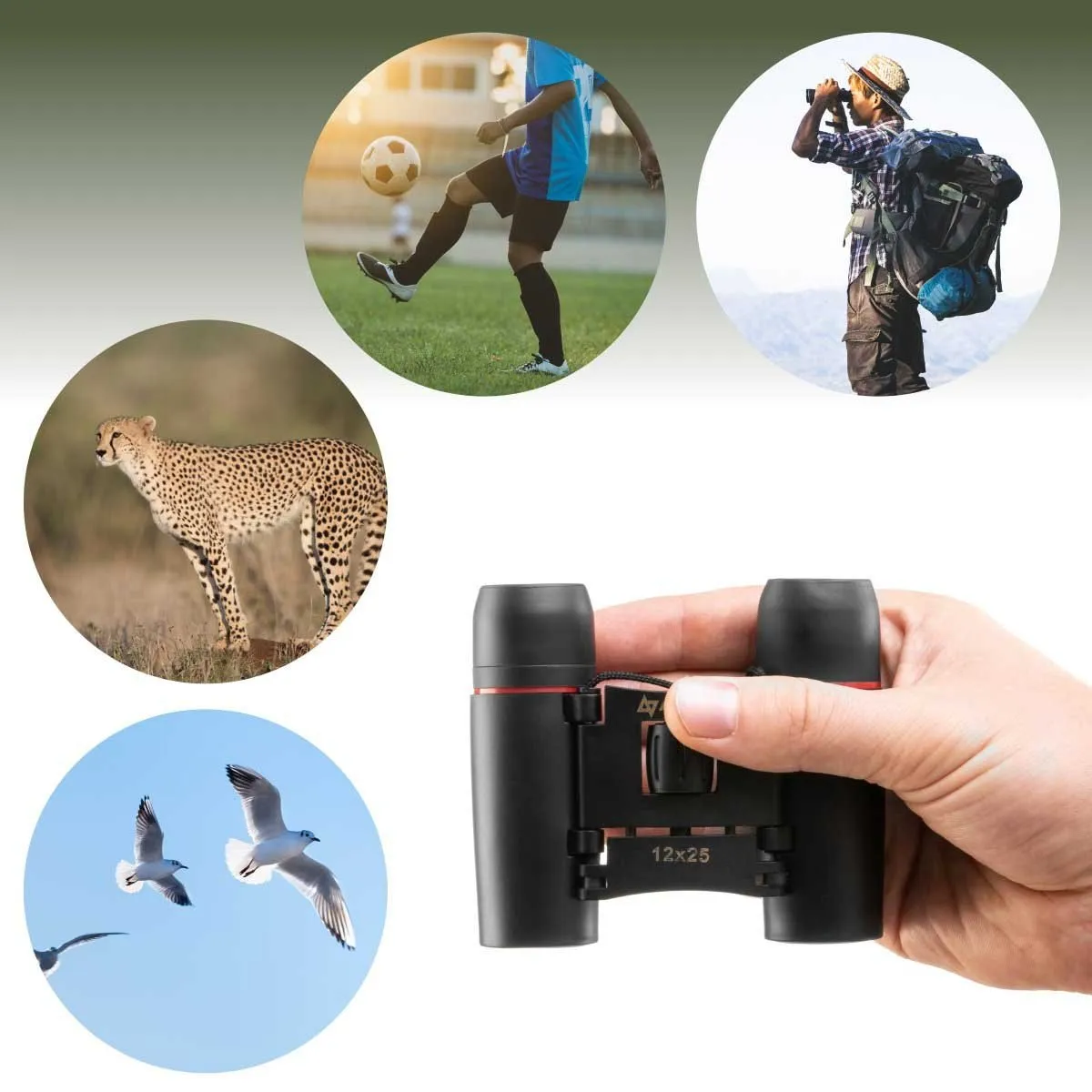 12x25 Camping Binocular for Fishing and Outdoor