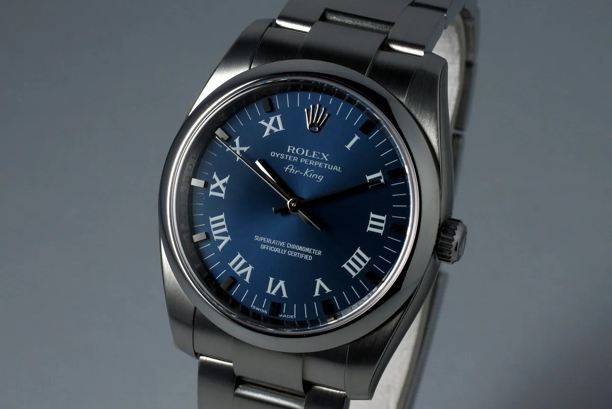 2006 Rolex Air King 114200 Blue Roman Dial