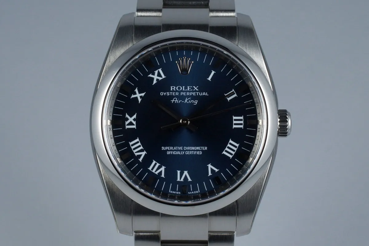 2006 Rolex Air King 114200 Blue Roman Dial