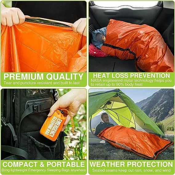 [3 Pack] Cobra Ultra-Light Emergency Sleeping Bags Survival Set - 84" x 36" - Compact, Thermal Insulated