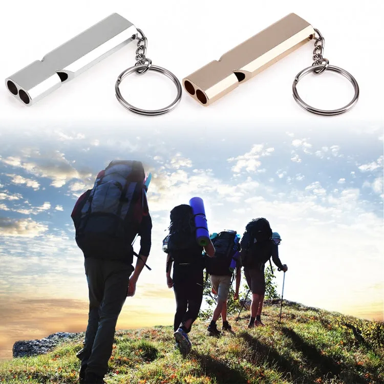 3 PCS Mini Portable 120db Double Pipe High Decibel Outdoor Camping Hiking Survival Whistle Double-frequency Emnergecy Whistle Keychain(Silver)