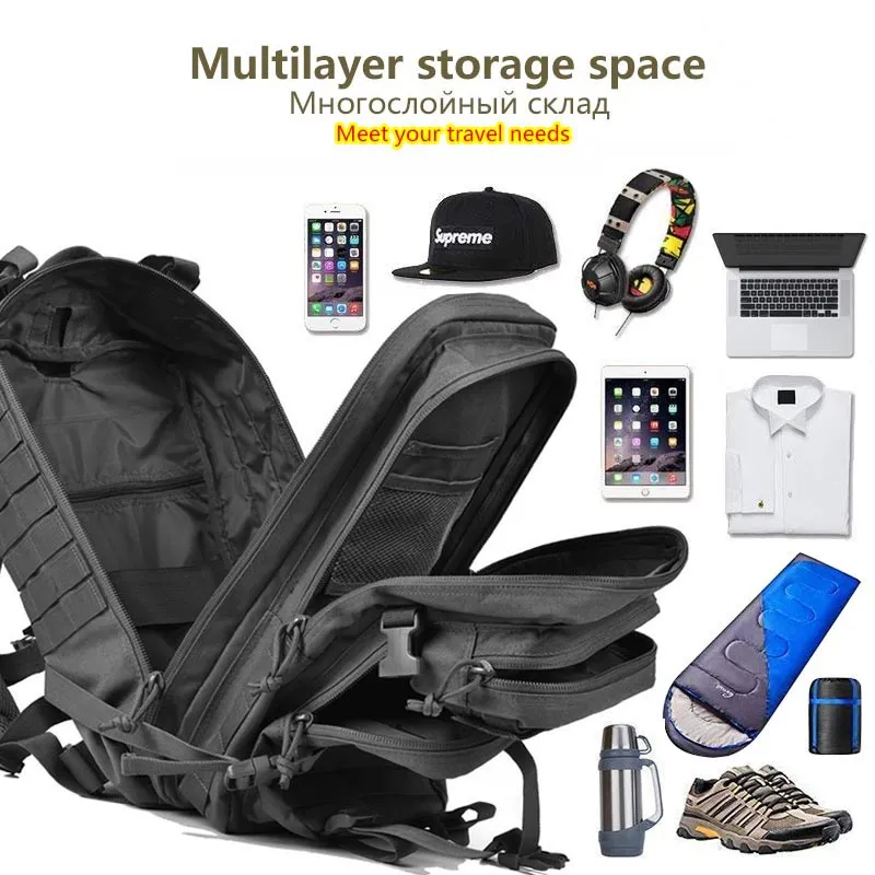 50L large Military-Style back pack for gym and Hiking