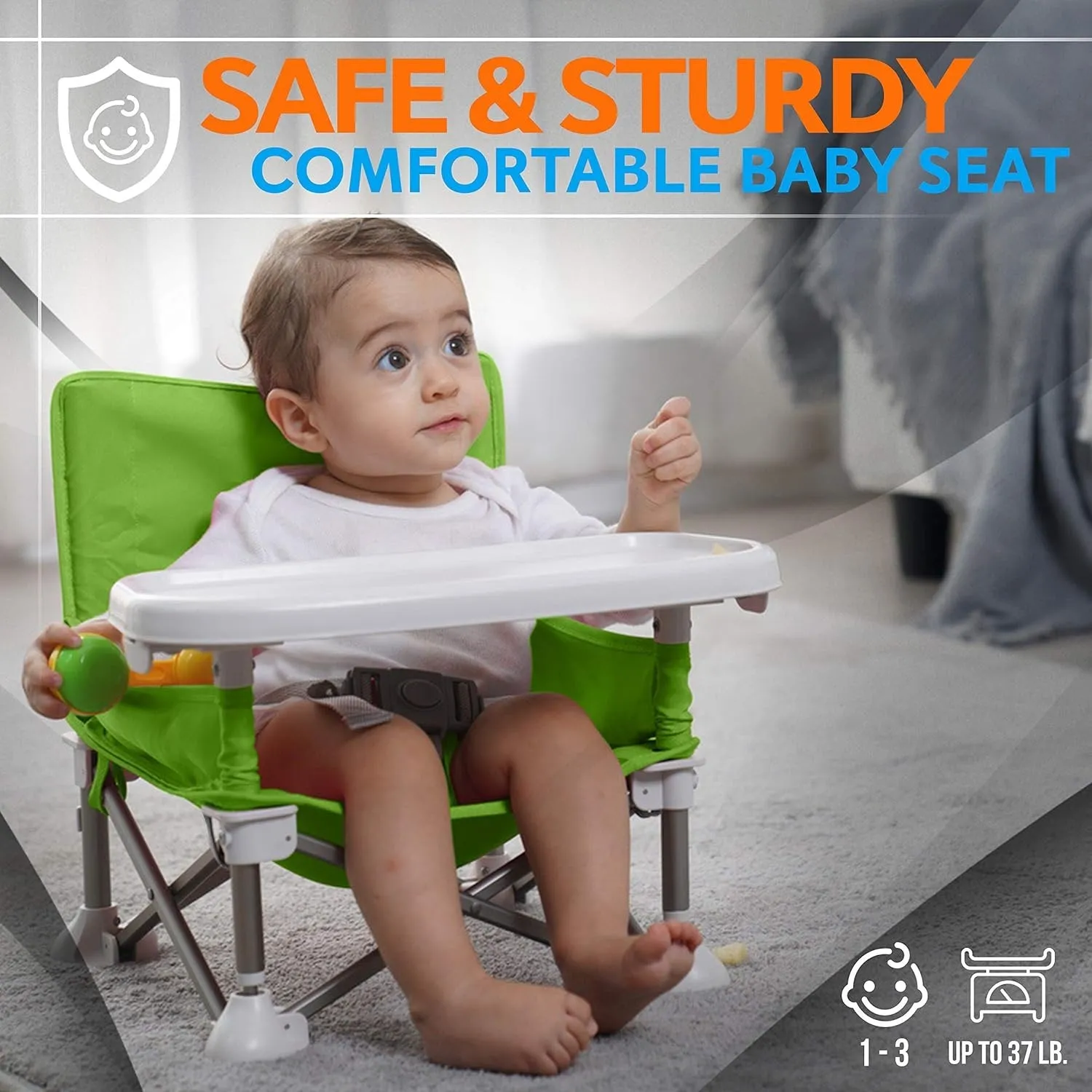 Adventurous Toddler Camping Chair - Foldable Baby Dining Table with Storage Bag, Portable Kids Feeding Chair