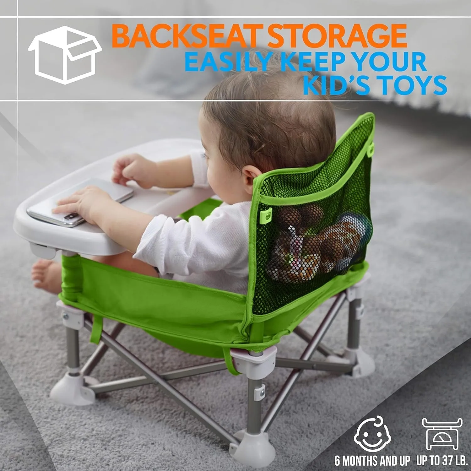 Adventurous Toddler Camping Chair - Foldable Baby Dining Table with Storage Bag, Portable Kids Feeding Chair