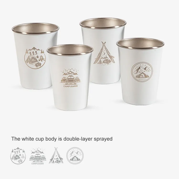 AOTU AT6657-2 4pcs Outdoor Camping Folding Stainless Steel Water Cup Set (Army Green)