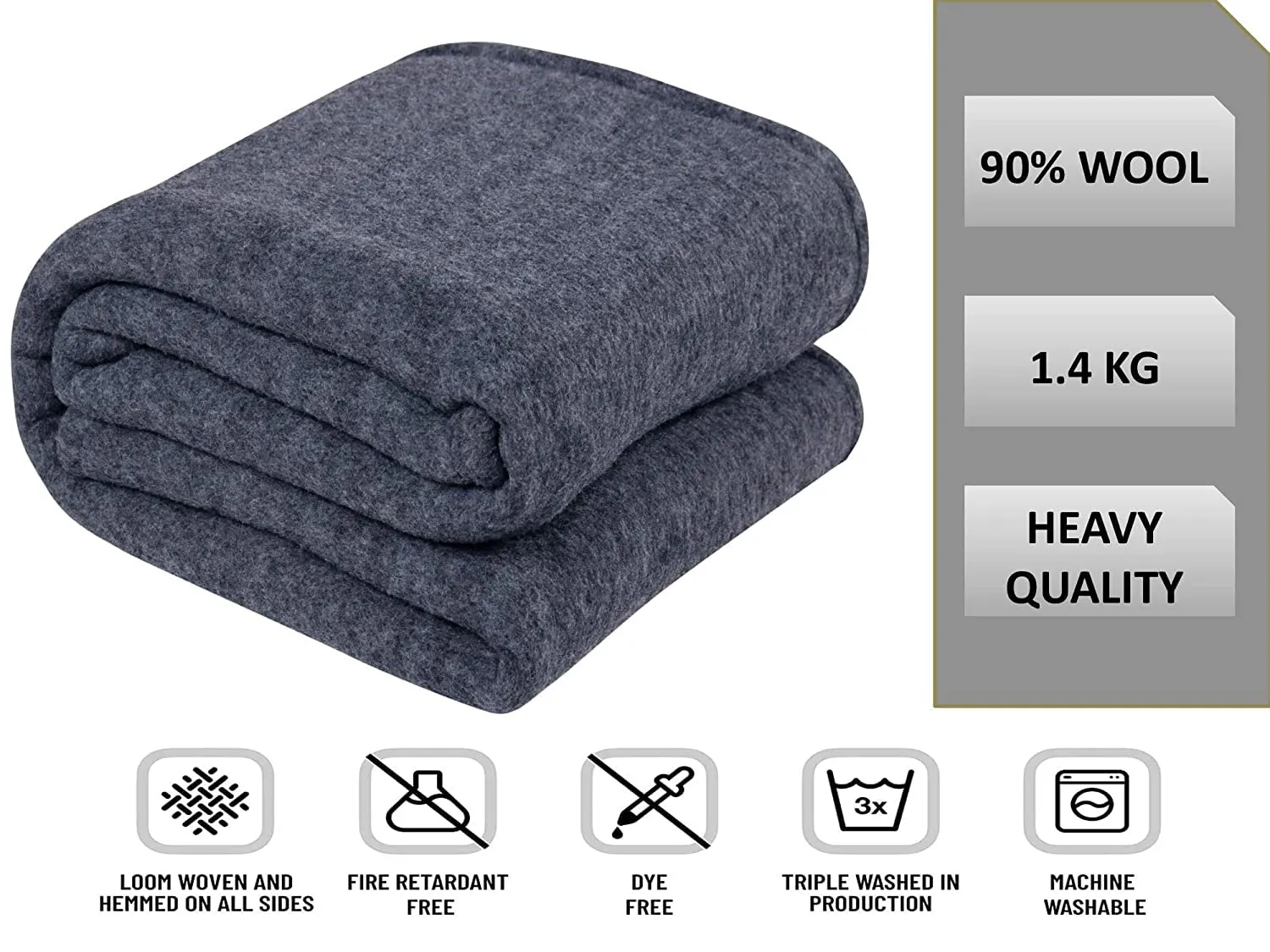 BSB HOME 3000 TC Woolen Blanket Warm and Super Soft Heavy Weight Single Bed Blankets for Heavy Winter (Silver & Grey,90X60 inches,1.4KG)(Grey) fireresistant, Reversible