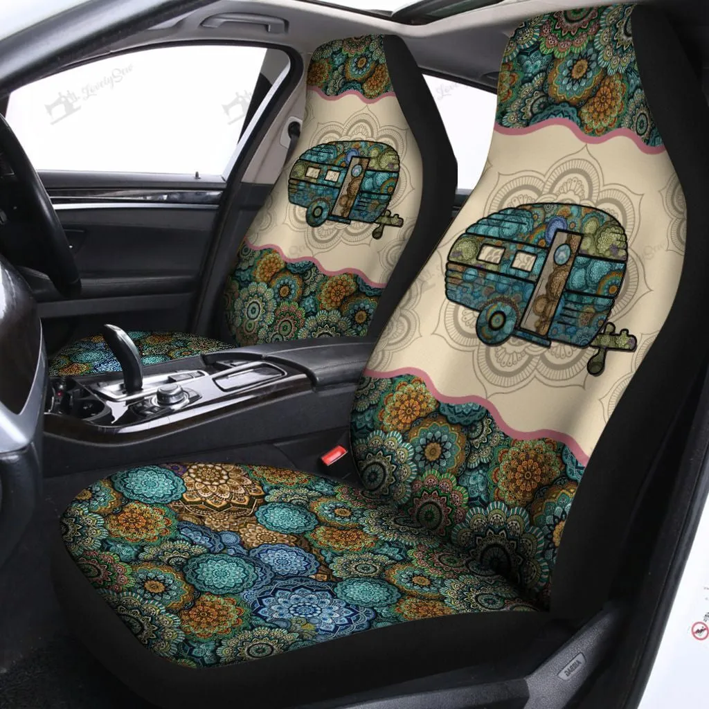 Camping Caravan 3D Full Print On Seat Covers For A Car, Front Car Seat Cover For Summer Camping