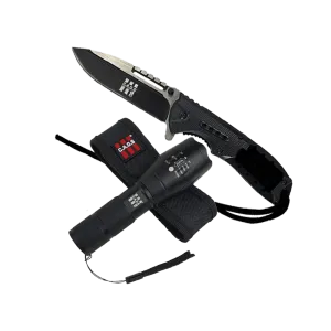 CAOS TACTICAL Folding Survival Knife   LED Torch Set