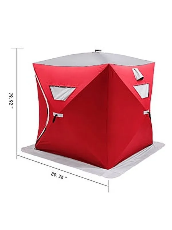 cozy brand Ice Fishing Shelter Tent, 2 Person 300 D Oxford Fabric Portable, Strong Waterproof for Outdoor Fishing, 148 x 148 x 168 cm, Black