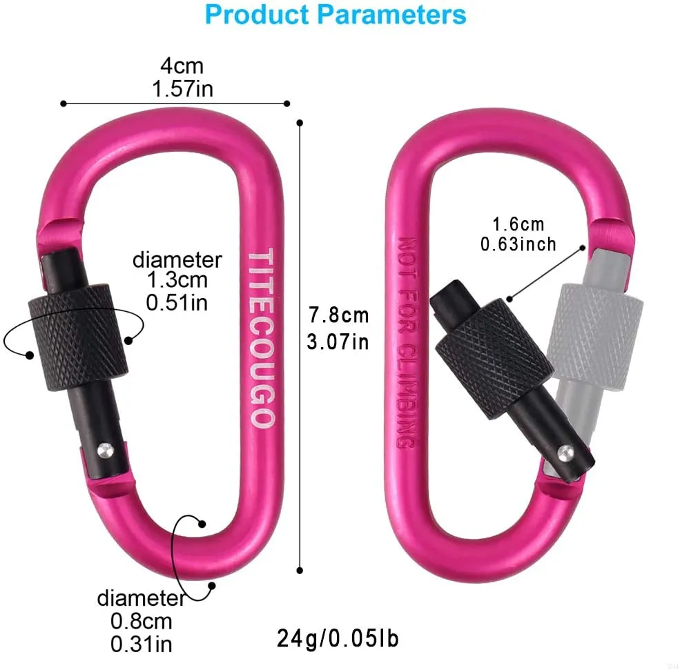 D Rings Aluminium Locking Carabiner Multi Function Tool