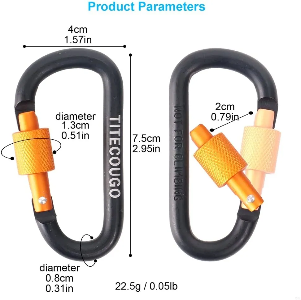 D Rings Aluminium Locking Carabiner Multi Function Tool