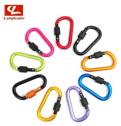 D Rings Aluminium Locking Carabiner Multi Function Tool