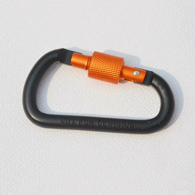 D Rings Aluminium Locking Carabiner Multi Function Tool