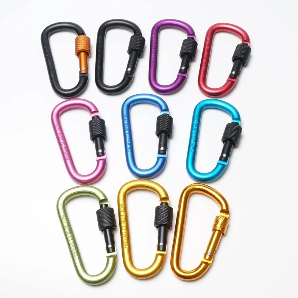 D Rings Aluminium Locking Carabiner Multi Function Tool