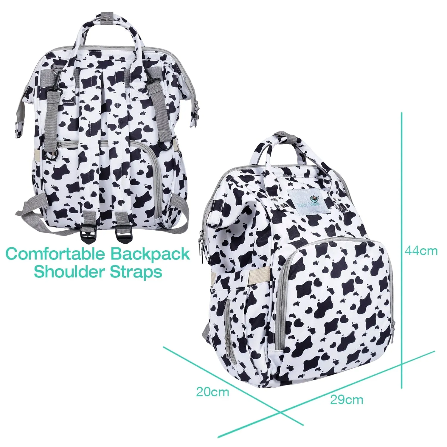 Diaper Bag 
Maternity Backpack Cow Black And White