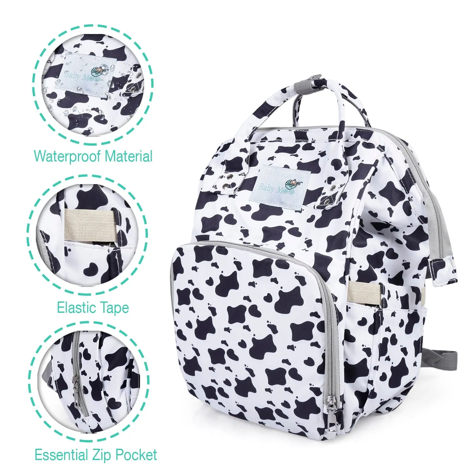 Diaper Bag 
Maternity Backpack Cow Black And White