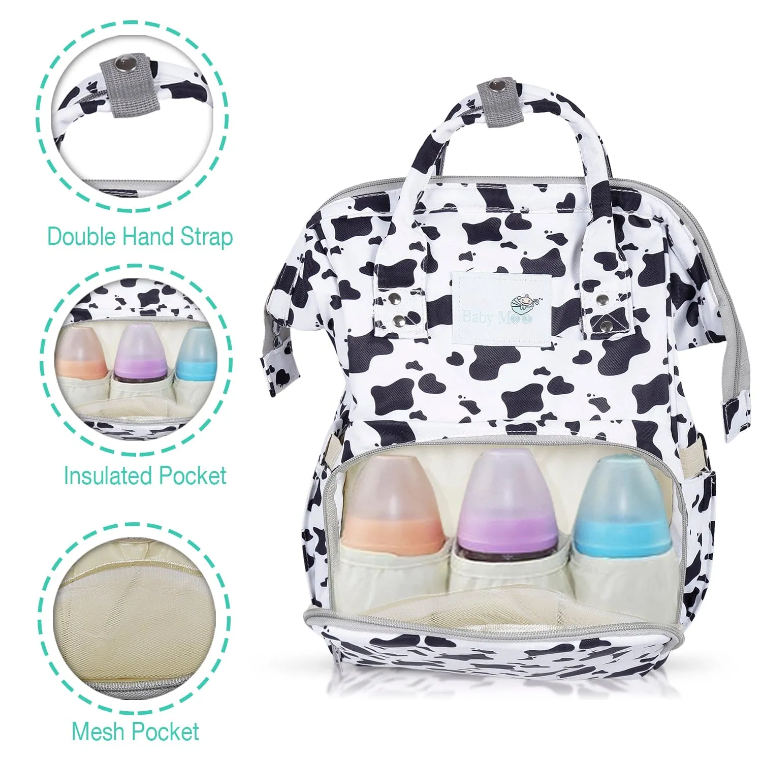 Diaper Bag 
Maternity Backpack Cow Black And White