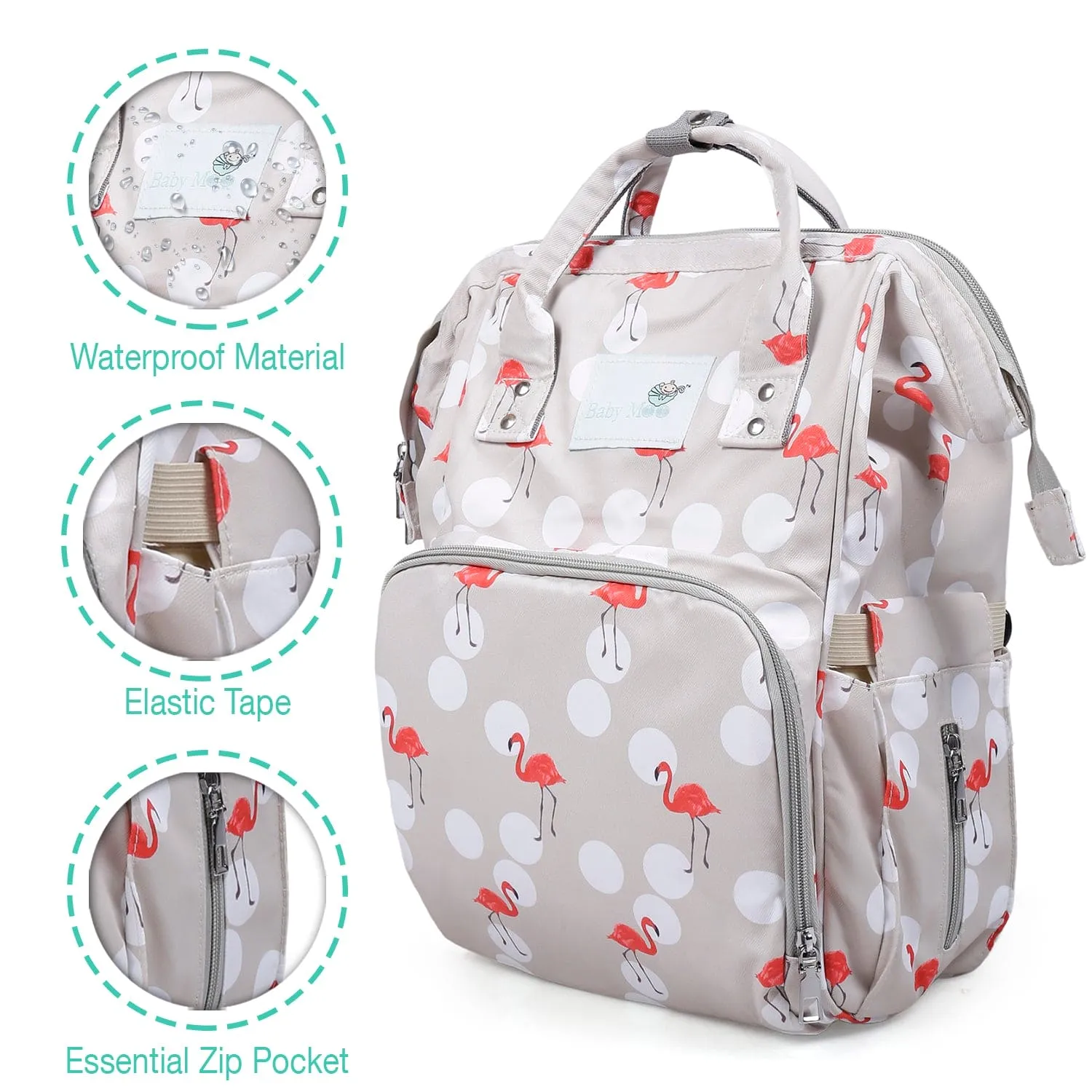 Diaper Bag 
Maternity Backpack Flamingo Beige