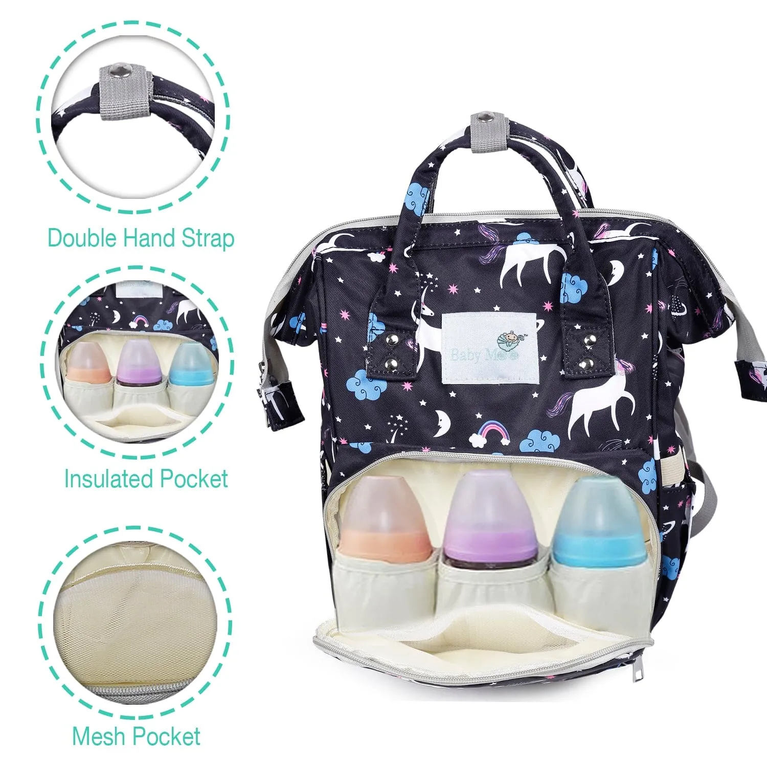 Diaper Bag 
Maternity Backpack Unicorn Black