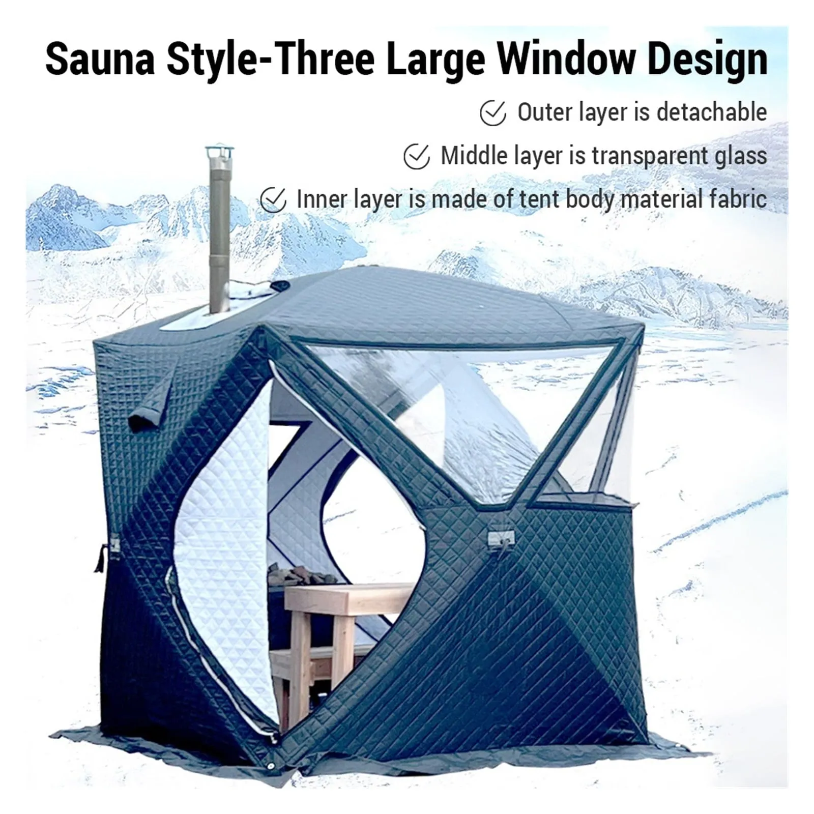 essential Outdoor tent Ice Fishing Tent Sauna Portable Tent Winter Ice Fishing Tent Waterproof And Windproof
--------
tent