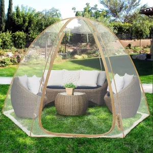 everyday EighteenTek Bubble Tent Screen House Room Greenhouse Camping Tent Canopy Gazebos 4-6 Person for Patios, Large Oversize Weather Pod Pop Up Tent, Cold Protection Beige 10âx10â