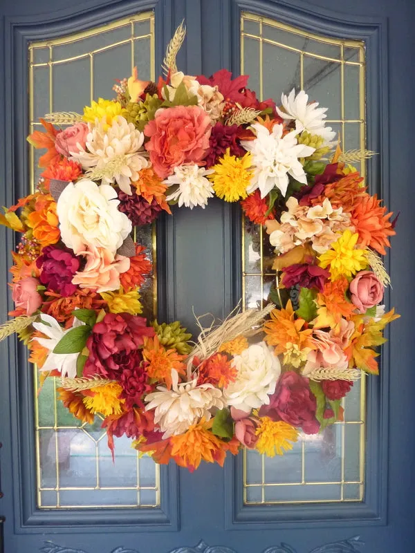 Fall Floral wreath, Fall wreath