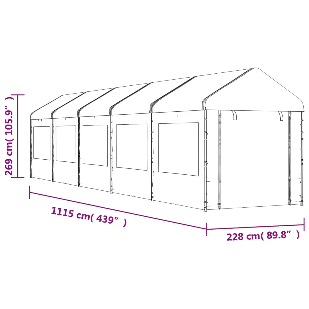 Gazebo with Roof White 11.15x2.28x2.69 m Polyethylene