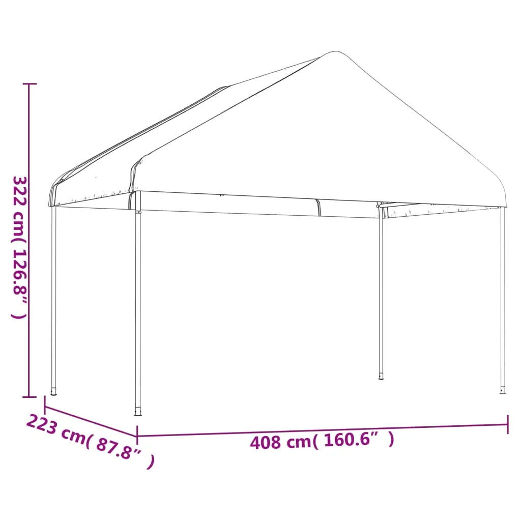 Gazebo with Roof White 15.61x4.08x3.22 m Polyethylene