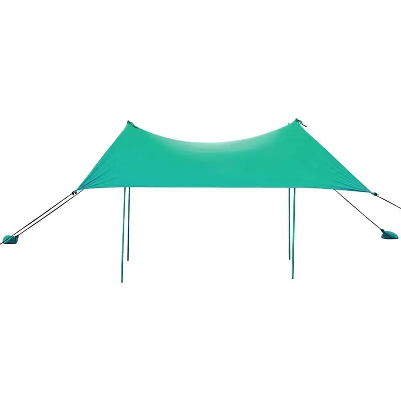 GrandShoppersHub  10 FT x 9 FT Family Beach Tent Canopy Outdoor Sunshade with 4 Poles Sandbag Anchors