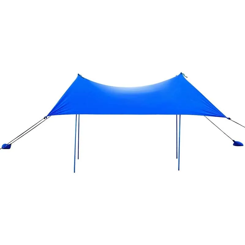 GrandShoppersHub  10 FT x 9 FT Family Beach Tent Canopy Outdoor Sunshade with 4 Poles Sandbag Anchors