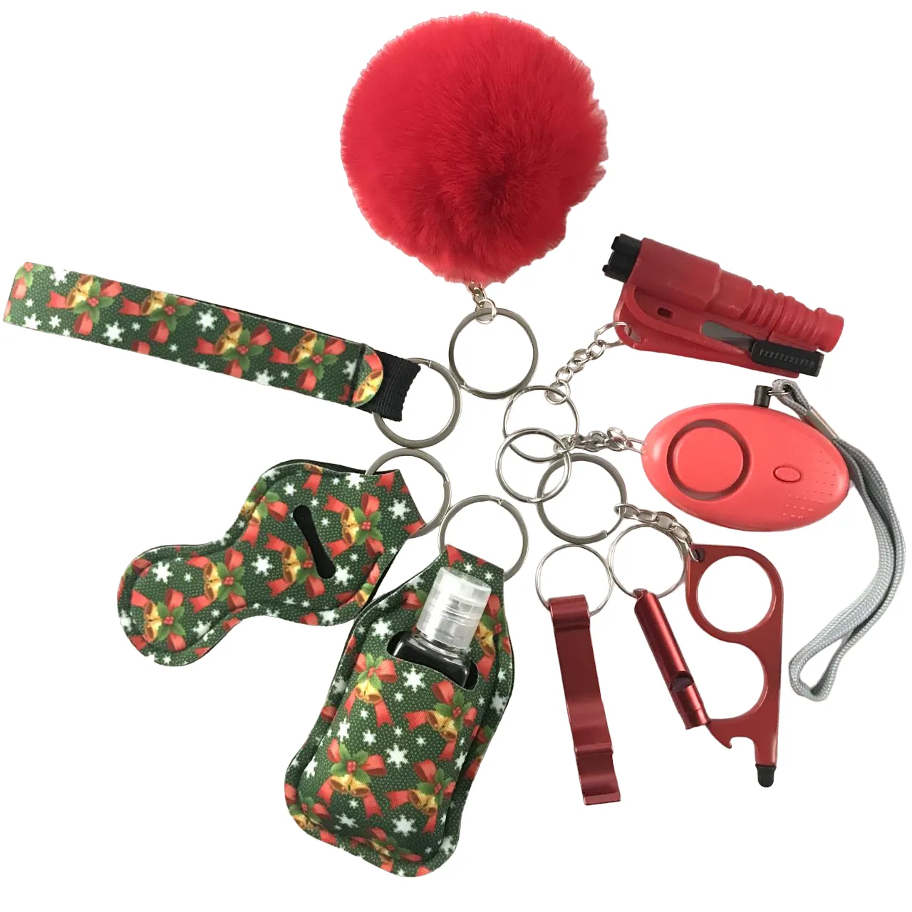 Holiday Edition Safety Tools 10-Piece Self Defense Keychain Set