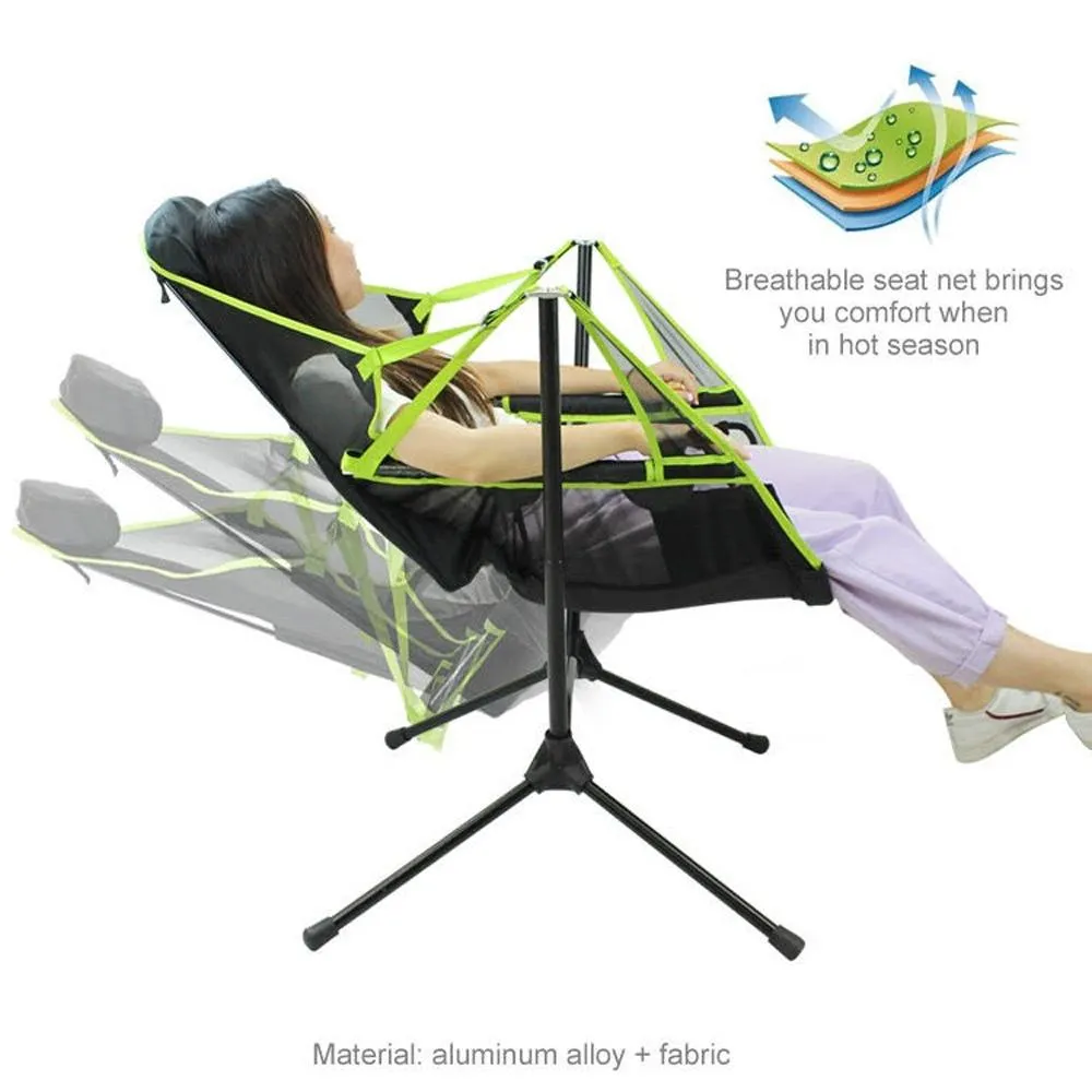 Kids Swing Camping Chair Foldable Luxury Recliner Relaxation Swinging Comfort Lean Back Outdoor