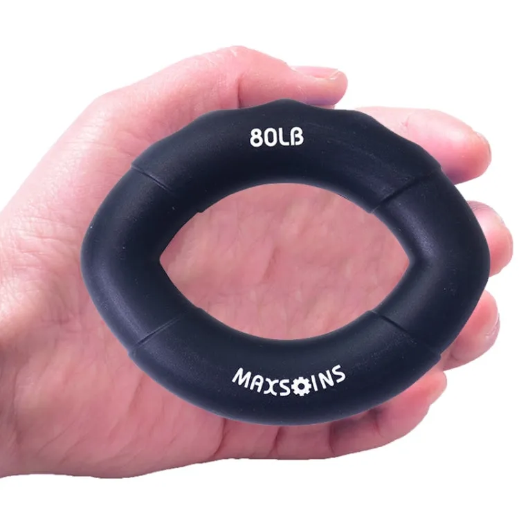 MAXSOINS MXO-009898 Silicone Finger Exercise Grip Device Olive Shape Rehabilitation Finger Pinch Device, Specification: 80LB(Black)