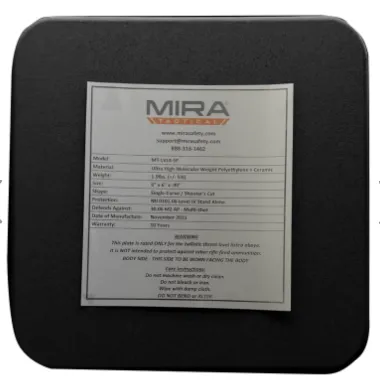 MIRA MT-LVL4-SP1 Tactical Level 4 Body Armor Side Plate 6x6x1” | No Tax Free Shipping