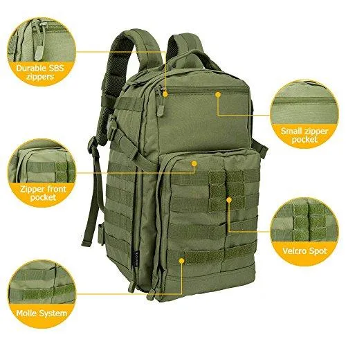 Oleader 30L Tactical Backpack Military Molle 3 Day Assault Pack Bug out Bag Rucksack for Outdoor Hiking Shooting Camping Trekking Hunting