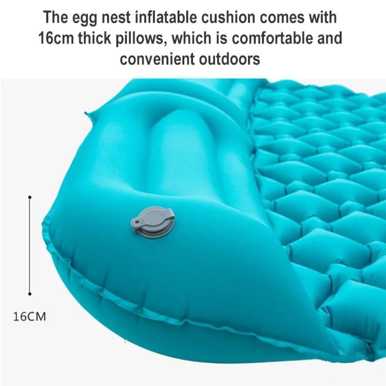 Outdoor Camping, Fishing, and Beach Inflatable Double Cushion Bed, Portable TPU, 76.8 x 46.9 x 6.3 inches (Emerald)