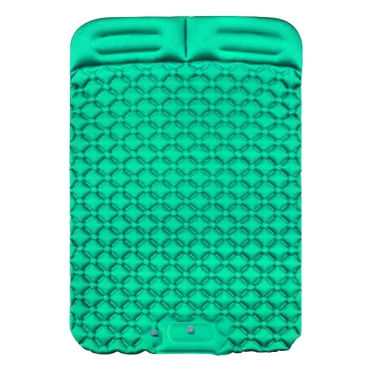 Outdoor Camping, Fishing, and Beach Inflatable Double Cushion Bed, Portable TPU, 76.8 x 46.9 x 6.3 inches (Emerald)