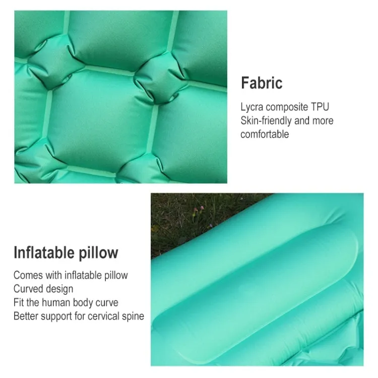 Outdoor Camping, Fishing, and Beach Inflatable Double Cushion Bed, Portable TPU, 76.8 x 46.9 x 6.3 inches (Emerald)