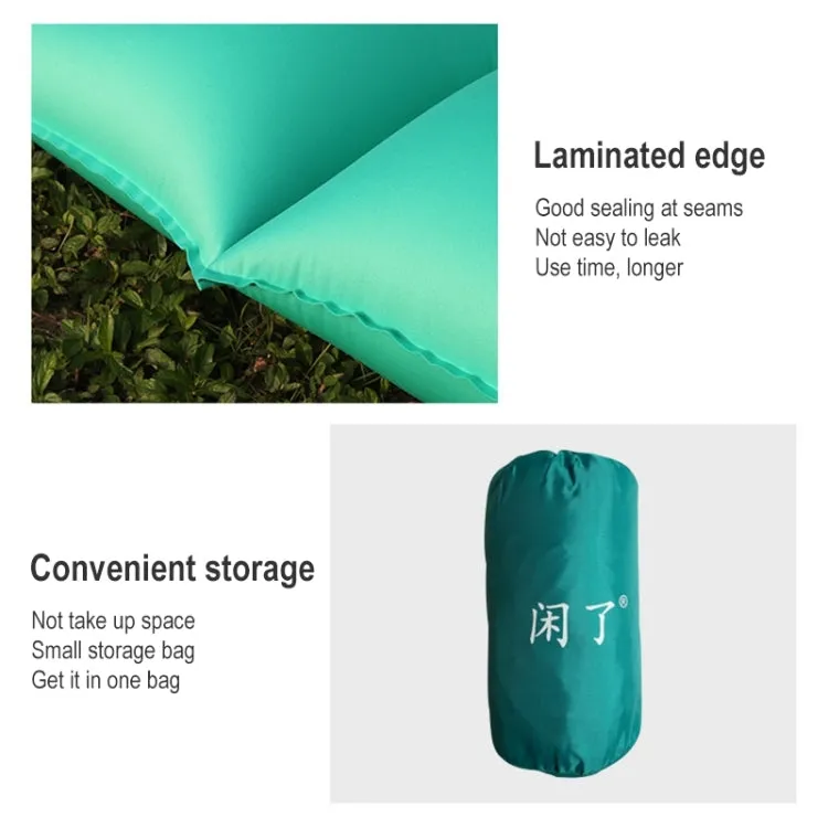 Outdoor Camping, Fishing, and Beach Inflatable Double Cushion Bed, Portable TPU, 76.8 x 46.9 x 6.3 inches (Emerald)