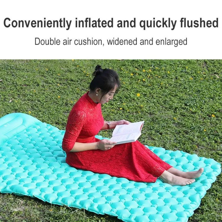 Outdoor Camping, Fishing, and Beach Inflatable Double Cushion Bed, Portable TPU, 76.8 x 46.9 x 6.3 inches (Emerald)