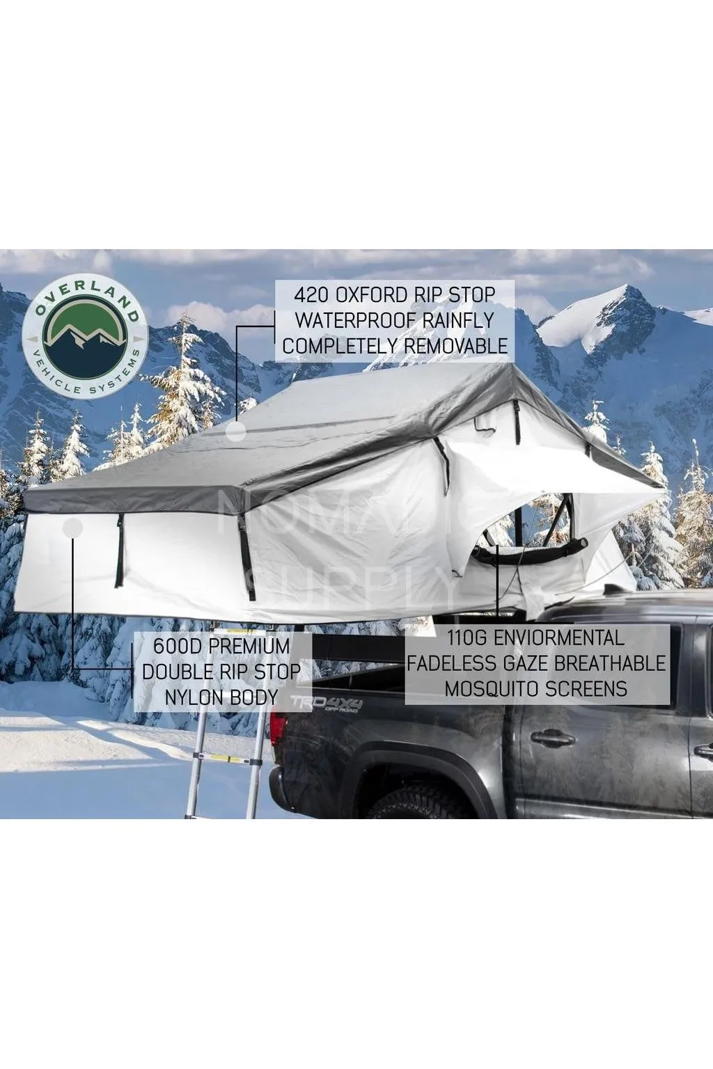 Overland Vehicle Systems Nomadic Rooftop Tent Extended 3 Person (Arctic White)