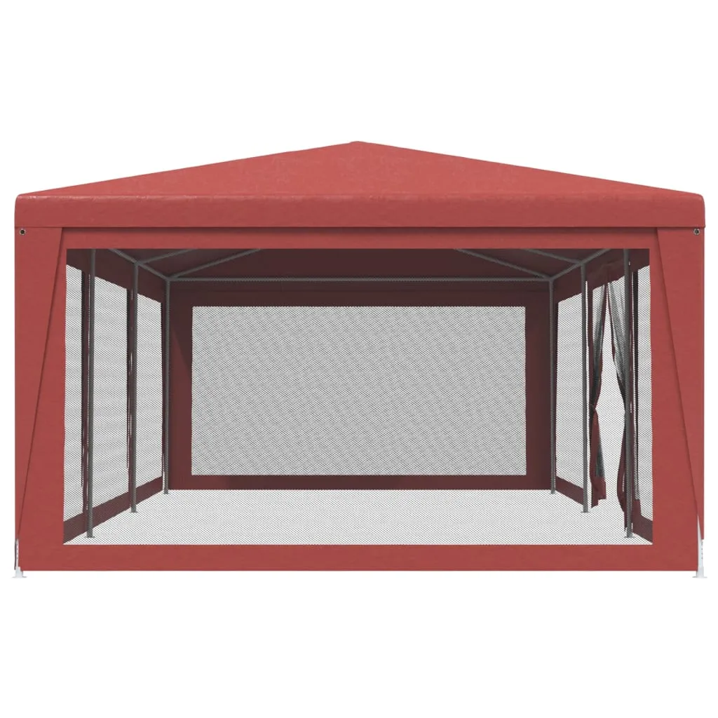 Party Tent with 8 Mesh Sidewalls Red 9x4 m HDPE