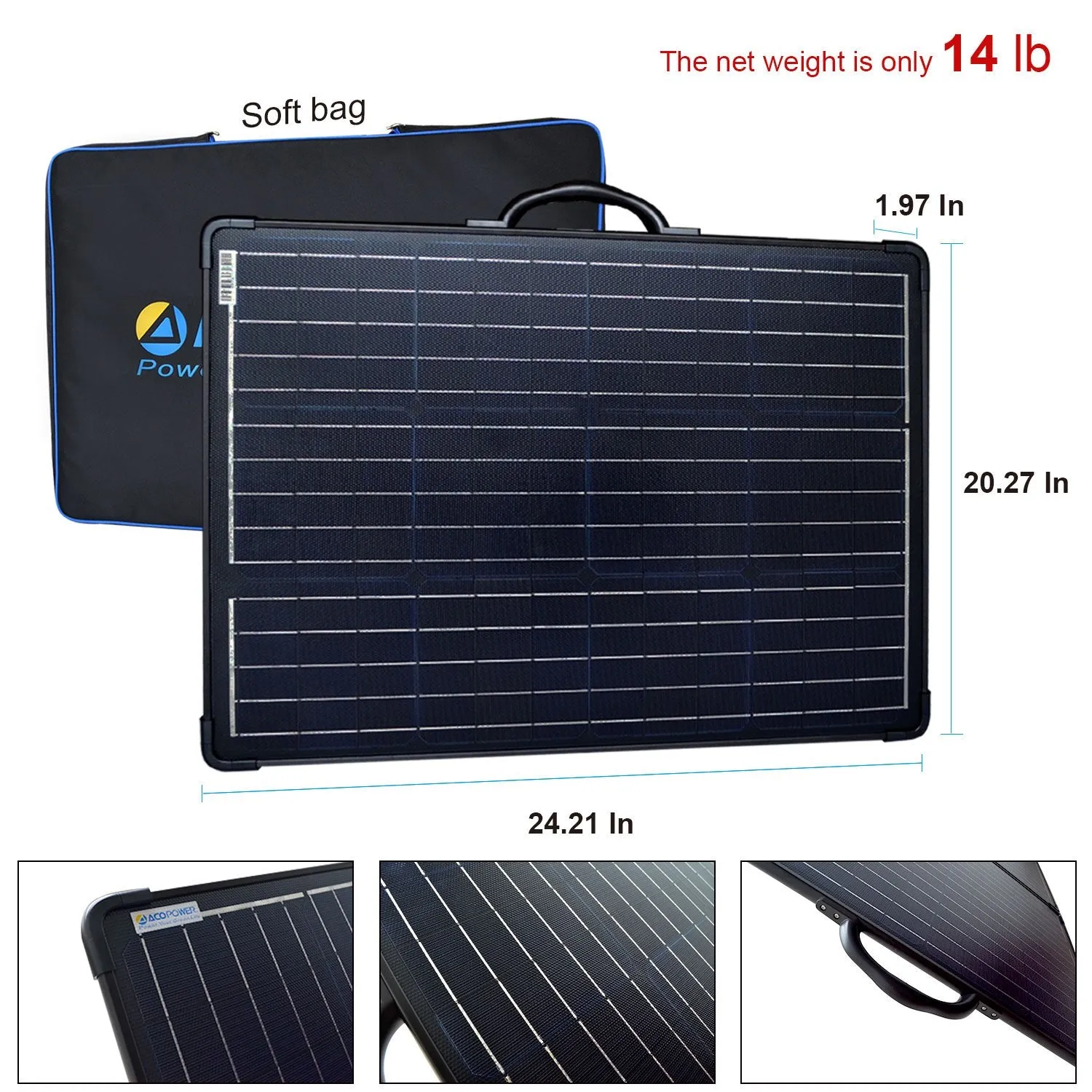 PLK 120W Portable Solar Panel Kit Lightweight Briefcase by ACOPOWER