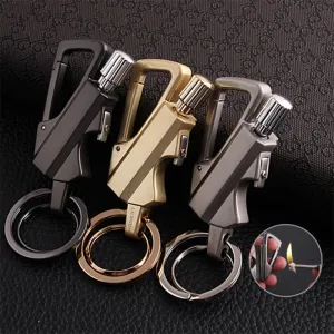 Portable Bottle Opener Keychain Matchstick Refillable Oil Lighter