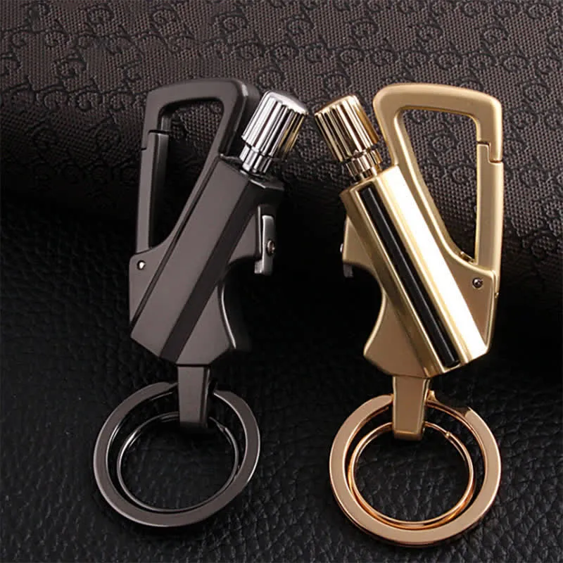 Portable Bottle Opener Keychain Matchstick Refillable Oil Lighter