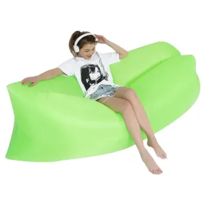 Portable Inflatable Sofa Bed for Camping, Fishing, and Beach, Lazy Air Bed, 78.7 x 27.6 inches (Green)