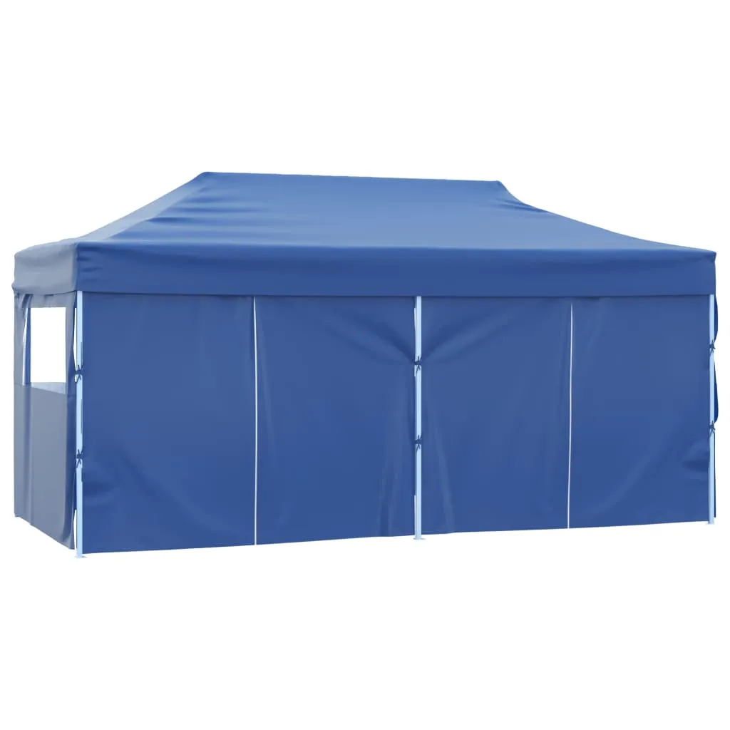 Professional Folding Party Tent with 4 Sidewalls 3x6 m Steel Blue