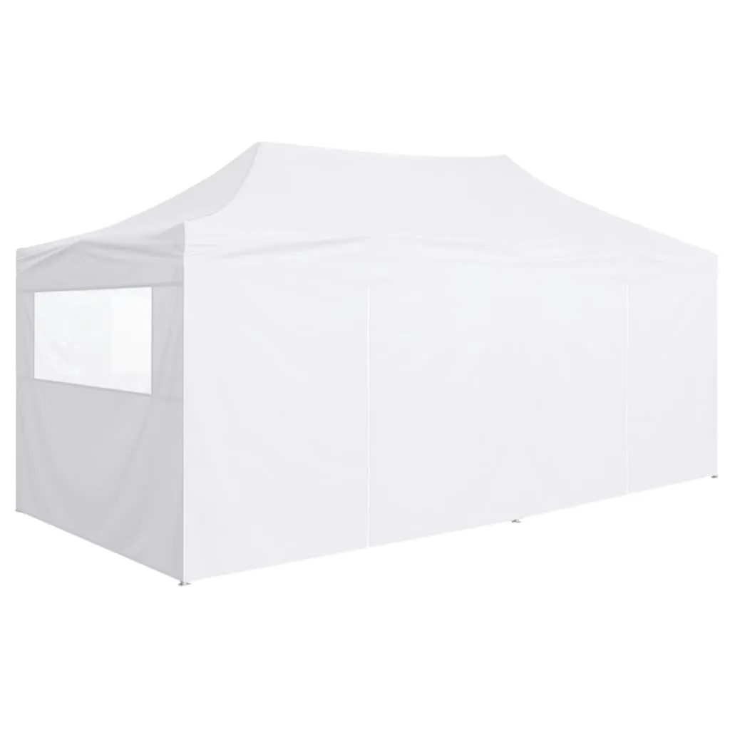 Professional Folding Party Tent with 4 Sidewalls 3x6 m Steel White