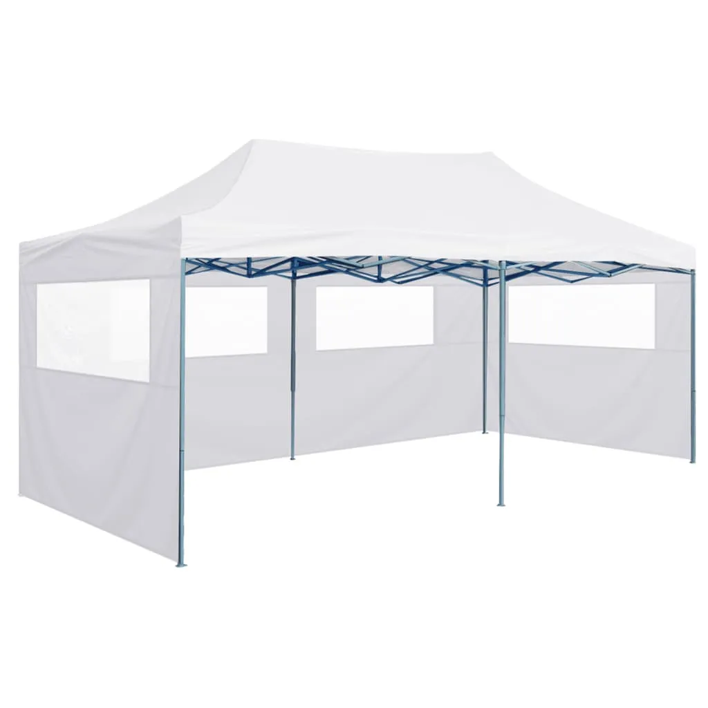 Professional Folding Party Tent with 4 Sidewalls 3x6 m Steel White